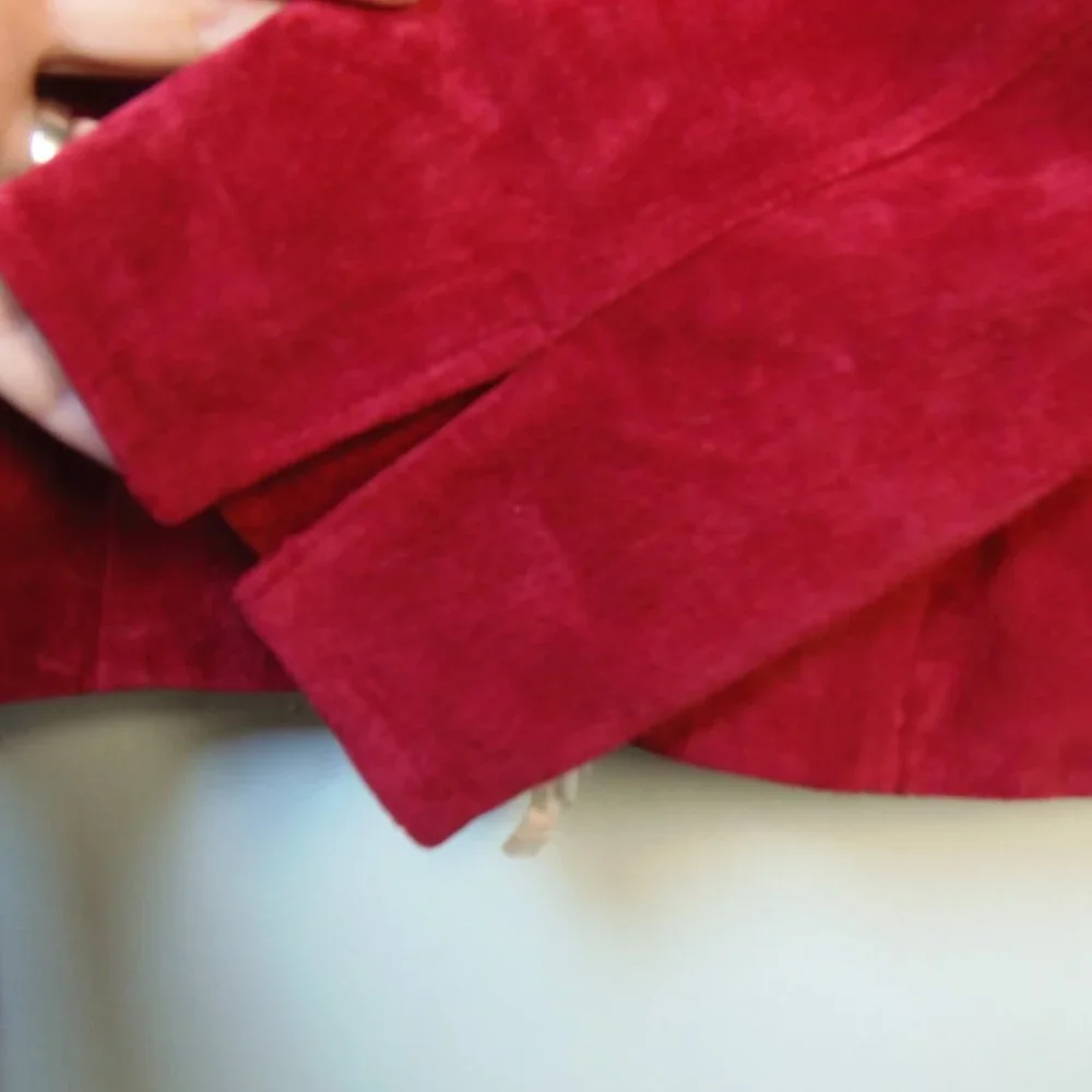 Coldwater Creek Leather Jkt Womens SZ L Berry Red Full Zip NWT Luxurious Lagenlo - Picture 9 of 11